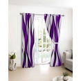 thumbnail image 3 of Purple White Moire Blackout Curtains for Bedroom/Living Room, Thermal Insulated Kitchen Curtains, Modern Abstract Art Grommet Darkening Window Treatment Drapes 42"x84"x2, 3 of 8