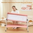 thumbnail image 5 of ANGELBLISS Bedside Sleeper with Storage Basket, Easy Folding Portable Bassinet with Wheels, Adjustable Height, Included Breathable Mesh, Cozy Mattress(Pink), 5 of 8