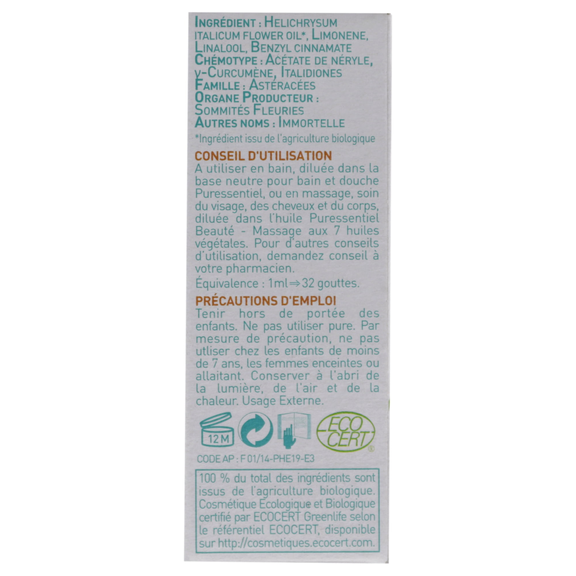 Puressentiel Organic Essential Oil - Helichrysum (Everlasting), 0.17 oz