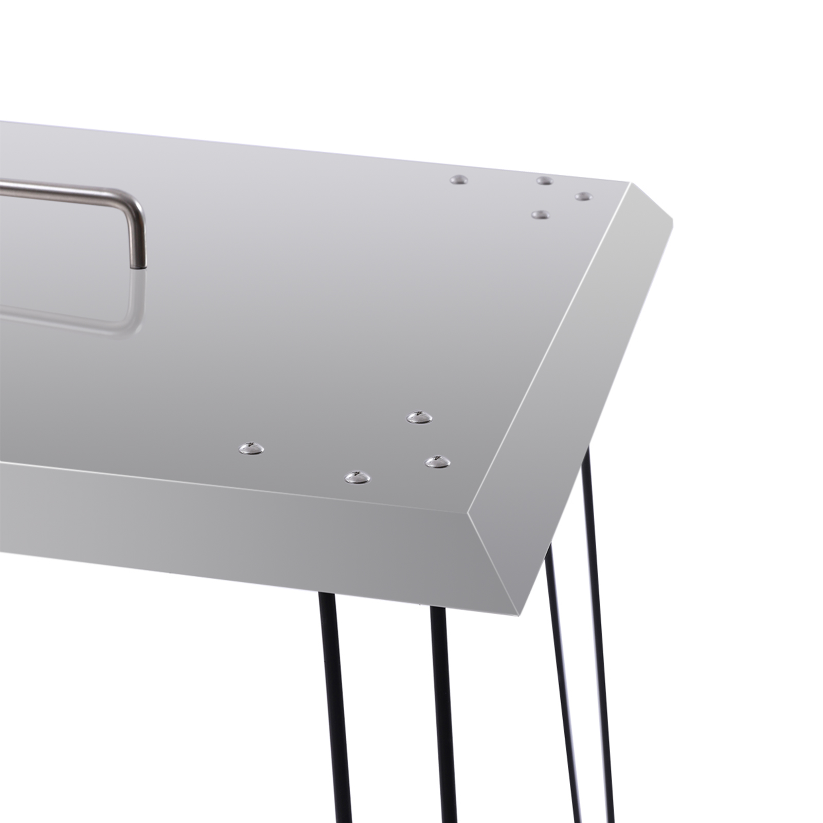 61*61*61cm Silver Square Stainless Steel Outdoors Fire Pit Heat Deflector Pushes Heat Down and Out with Carrying Handle
