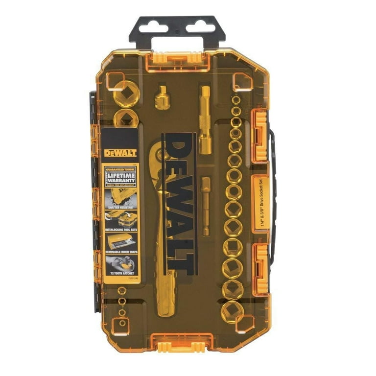 DEWALT 34-Piece Socket Set with Ratchet, 1/4-Inch & 3/8-Inch Drive