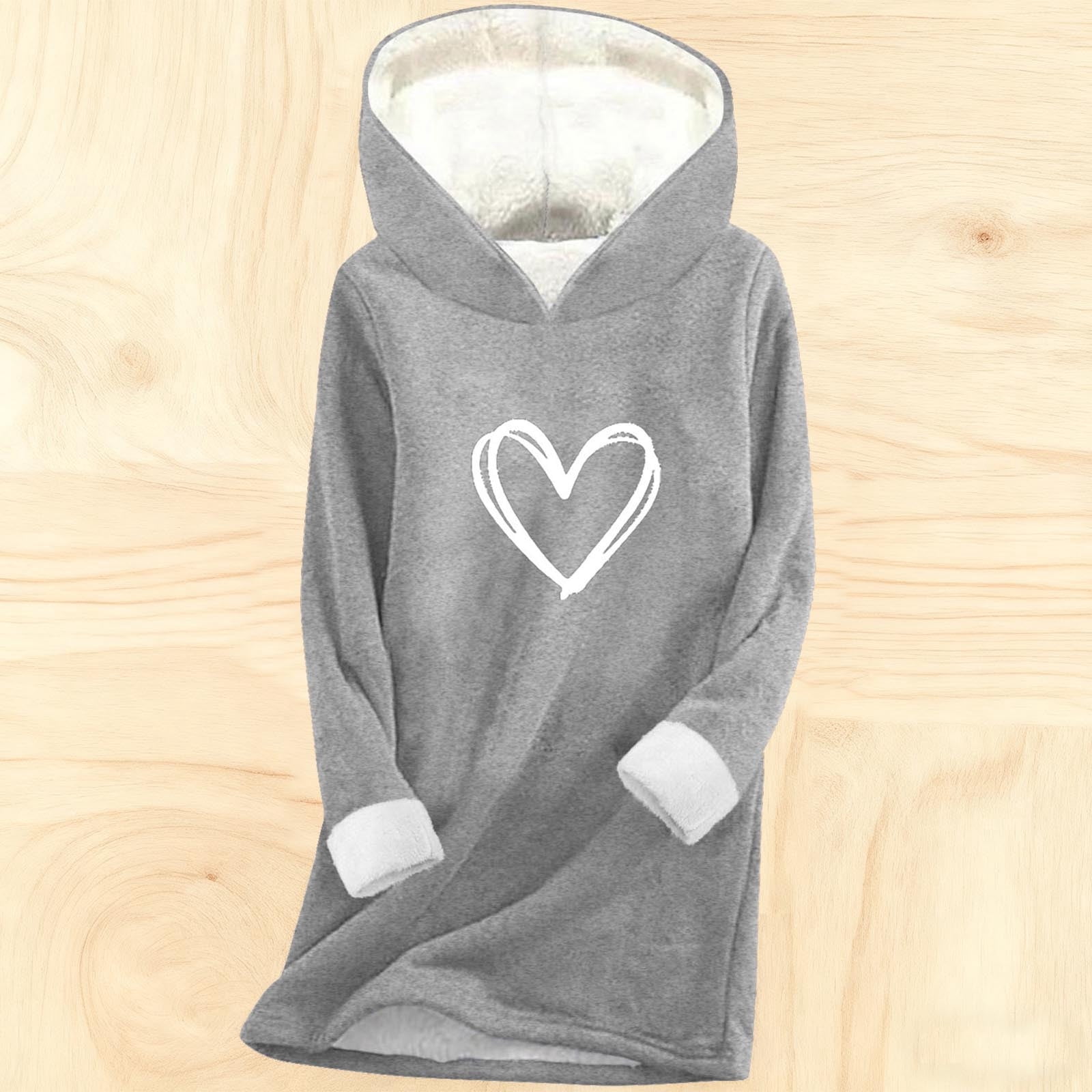 asdoklhq Funny Valentine's Day Tees for Women Fashion Women's Printing Thickened Fashionable Casual Long Sleeved Hooded Sweatshirt Gray 3X