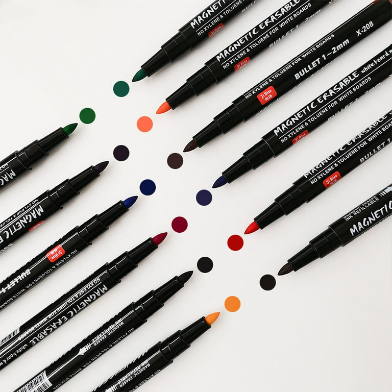12 Colors Magnetic Dry Erase Markers Pen Whiteboard Fine Tip for Fridge Boards