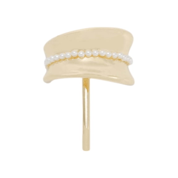 Unique Bargains 1 Pc Ponytail Buckle Hair Clip Glossy Faux Pearl Hair Ponytail Cuff for Women Gold Tone