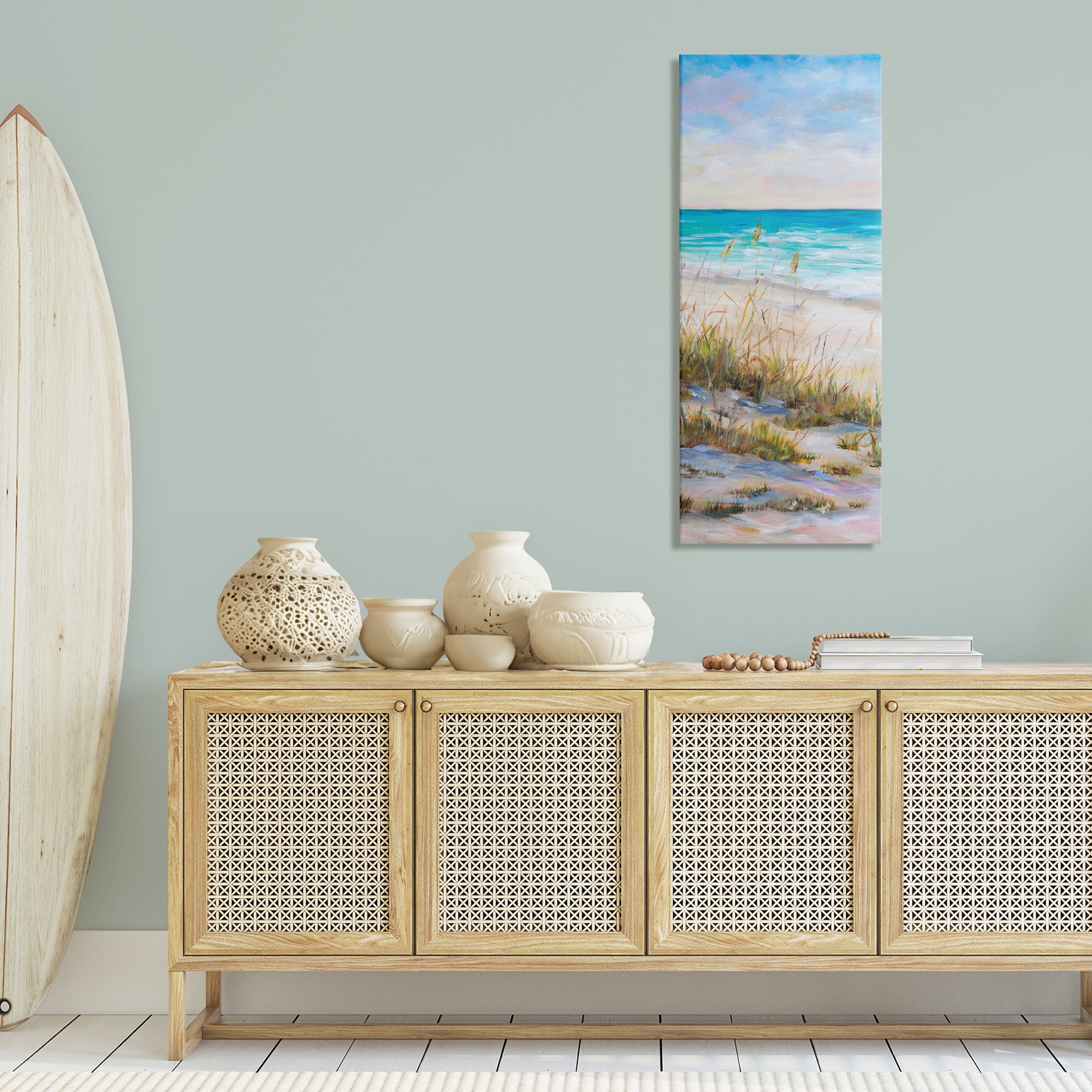 Stupell Industries Peaceful Beach Reeds Landscape Painting Gallery Wrapped Canvas Art Print Wall Art, 20 x 48