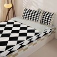 thumbnail image 3 of Erosebridal Classic Diamond Check Pattern Zipper Full Size Comforter Sets with Fitted Sheet and 2 Pillowcases,Border Grid Print Zipper Bedding Set,Beige Black White,Grey Reversible, 3 of 6