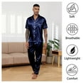 thumbnail image 4 of Silk Satin Pajama Sets for Men Short Sleeve Button-Down Pajamas for Men 2 Piece Men Silk Sleepwear Set Mens Satin Loungewear Sets with Long Pants, S-XXL, 4 of 14