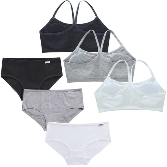 LYMAYTER Girls Ladies Seamless Wirefree Training Bras Soft Bralette Panty Set Stretchy Daily Underwear