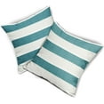 thumbnail image 2 of Teal Throw Pillow Covers 18x18 Inch Pack of 2 Turquoise and Beige Stripe Pillow Covers Farmhouse Outdoor Pillowcase Cotton Linen Square Cushion Cover for Bedroom Sofa Couch Home Decor, 2 of 6