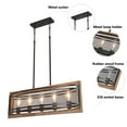 thumbnail image 5 of Vintage Linear Chandelier,5-Light Kitchen Island Ceilling Light Fixture Pendant Light with Rectangular Wood Grain Frame, 5 of 8