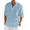 Light Blue, variant on Men's Cotton Linen Shirt Long Sleeve Henley Shirts Hippie Beach T Shirts for Men