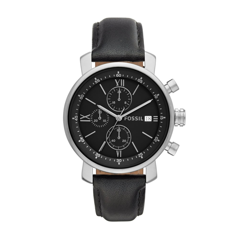 Fossil - Fossil Men's Rhett Chronograph Black Leather Watch 42mm ...