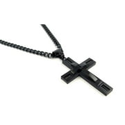 Mens All Black Ion Plated Cross Necklace