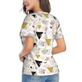 thumbnail image 3 of Xecao Geometric Triangle for Women's V-Neck T-Shirts-Elegant Half-Sleeve Tops Perfect for Summer-Small, 3 of 5