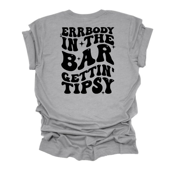 Womens Cute Groovy Fun Errrybody At The Bar Gettin' Tipsy Ladies Short Sleeve T-Shirt-Athletic Grey-4X-Large