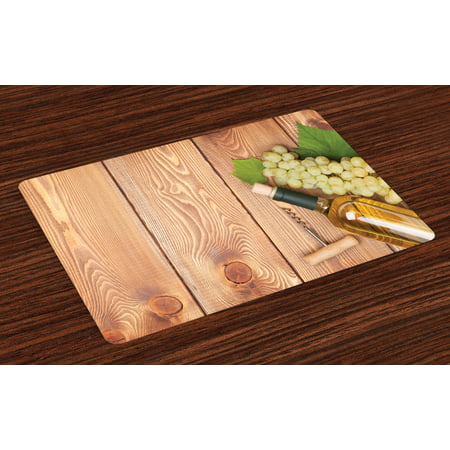 Winery Placemats Set of 4 Wine Bottle and Bunch of Grapes on Wooden Table Background Romantic Italian Dinner, Washable Fabric Place Mats for Dining Room Kitchen Table Decor,Green Brown, by (Best Romantic Places In Italy)
