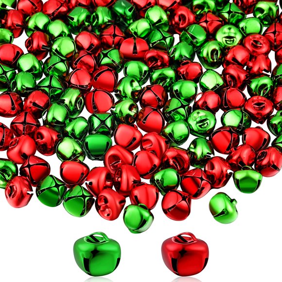Craft Bells Zhanmai, 300 unidades, rojo y verde, 1,3 cm, Navidad