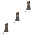 thumbnail image 4 of yingyy 1/2/3 Polyester Robe de Nuit Femme Décontractée Col Rond Manches Longues Double Poche Respirante Robe de Maison Vêtements de Nuit Noir P 3 Pcs, 4 of 6