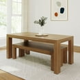 thumbnail image 4 of Plank+Beam Modern Dining Table Set with 2 Benches, Solid Wood Kitchen Table for Dining Room/Kitchen, Seats 6, 72", Pecan, 4 of 10