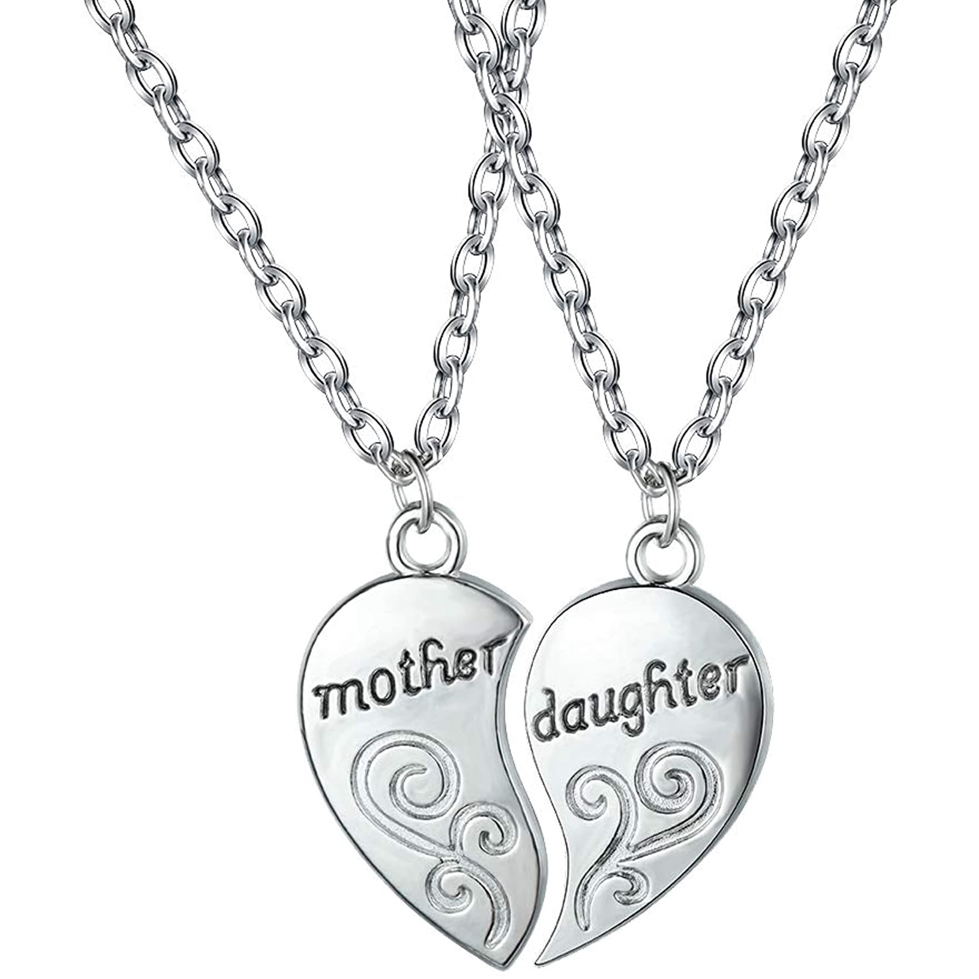 AURORA TRADE Mother Daughter Necklace, 2 Pcs Mom Necklace Heart Necklace Gifts for Mom from Daughter/Gift for Daughter from Mom