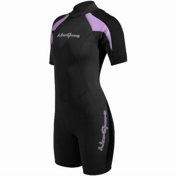 NeoSport Wetsuits 3mm Women's Back Zip Shorty - 10 - Black/Lavender