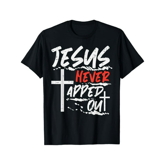 Wrestling Jesus Never Tapped Out Christian Wrestle Men Women T-Shirt Regular-Fit, Couple Clothing, Family T-shirt