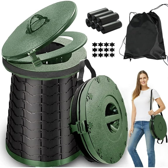 XXL Portable Toilet for Camping,880lbs Capacity,19.7" H Adjustable Portable Toilet with 7 Garbage Bags,Porta Potty for Adults,Collapsible Luggable Loo for Camping/Travel/Hiking/Car