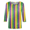 thumbnail image 4 of Gamivast Womens Mardi Gras Sweatshirts 3/4 Sleeve Striped Cute Pullover Loose Fitted Crewneck Tunic Dressy Tops Casual Carnival Party Outfits, 4 of 6