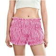 thumbnail image 1 of FAIWAD Womens Lace Layered Ruffle Shorts Mid Waist Puffer Mini Shorts Plaid Print Stretchy Shorts Streetwear, 1 of 9