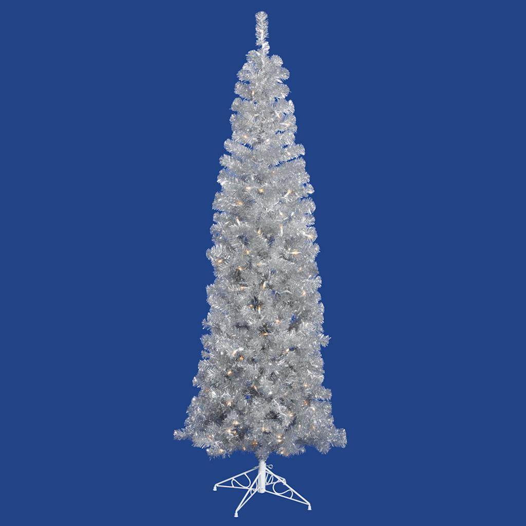 Vickerman 424629 5.5' x 22" Silver Pencil Tree with 250 Clear Lights