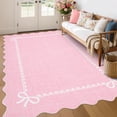thumbnail image 4 of Garvee 6'x9' Scalloped Area Rug Modern Solid Rug, Washable Rug Soft Low Pile Carpet with Non Slip Backing for Living Room Bedroom Home Decor, Pink, 4 of 9