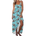thumbnail image 2 of SMihono Robe Maxi Bohème d'Été pour Femmes Grande Taille Mode d'Été pour Femmes Robe Mi-Taille Sans Manches Imprimée Robe de Plage Slim Robe de Plage, 2 of 4