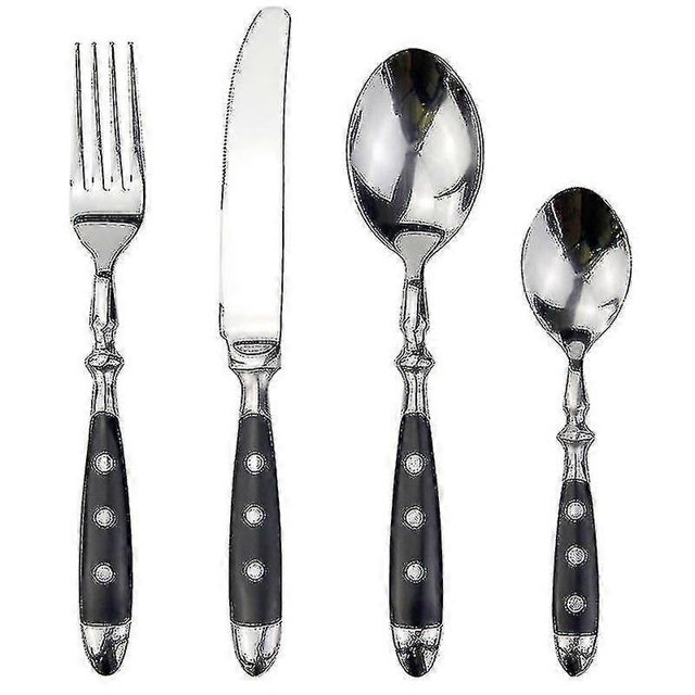 Juego de cubiertos occidentales 4 en 1 de acero inoxidable, elegante y clásico, con mango de resina y remaches, utensilios delicados para el hogar - MEINI