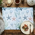 thumbnail image 4 of Summer Ocean Placemats Set of 2, Coastal Starfish Coral Jellyfish Table Mats Washable Heat-Resistant Non-Slip Place Mats for Kitchen Dinner Table Indoor Outdoor Decor,13x19 Inch Aqua Blue, 4 of 9