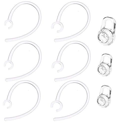 Universal 6 Piece Small Earhooks w/Replacement Earbuds Ear Gels Tips Small, Medium, Large for Plantronics Voyager Edge Wireless Bluetooth - Clear