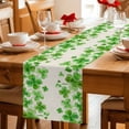 thumbnail image 5 of St. Patrick's Day Cotton Linen Table Runner for Dining Kitchen, Watercolor Lucky Clovers Green Rustic Wedding Outdoor Party Tablerunners, Dresser Scarf Coffee Tablecloth Runners 13x72 Inches, 5 of 9