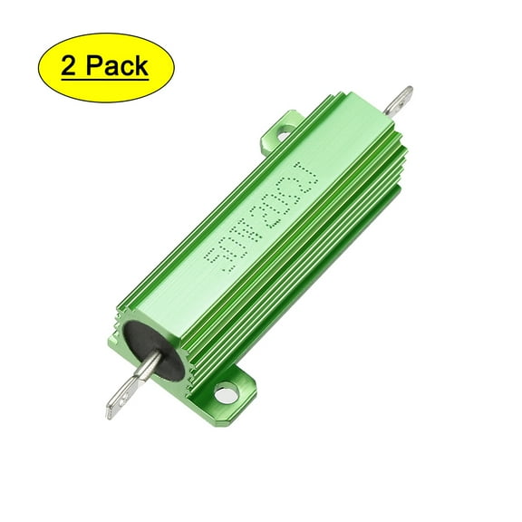 50W 20 Ohm Aluminium Housing Chassis Mount Wirewound Power Resistor Green 2pcs