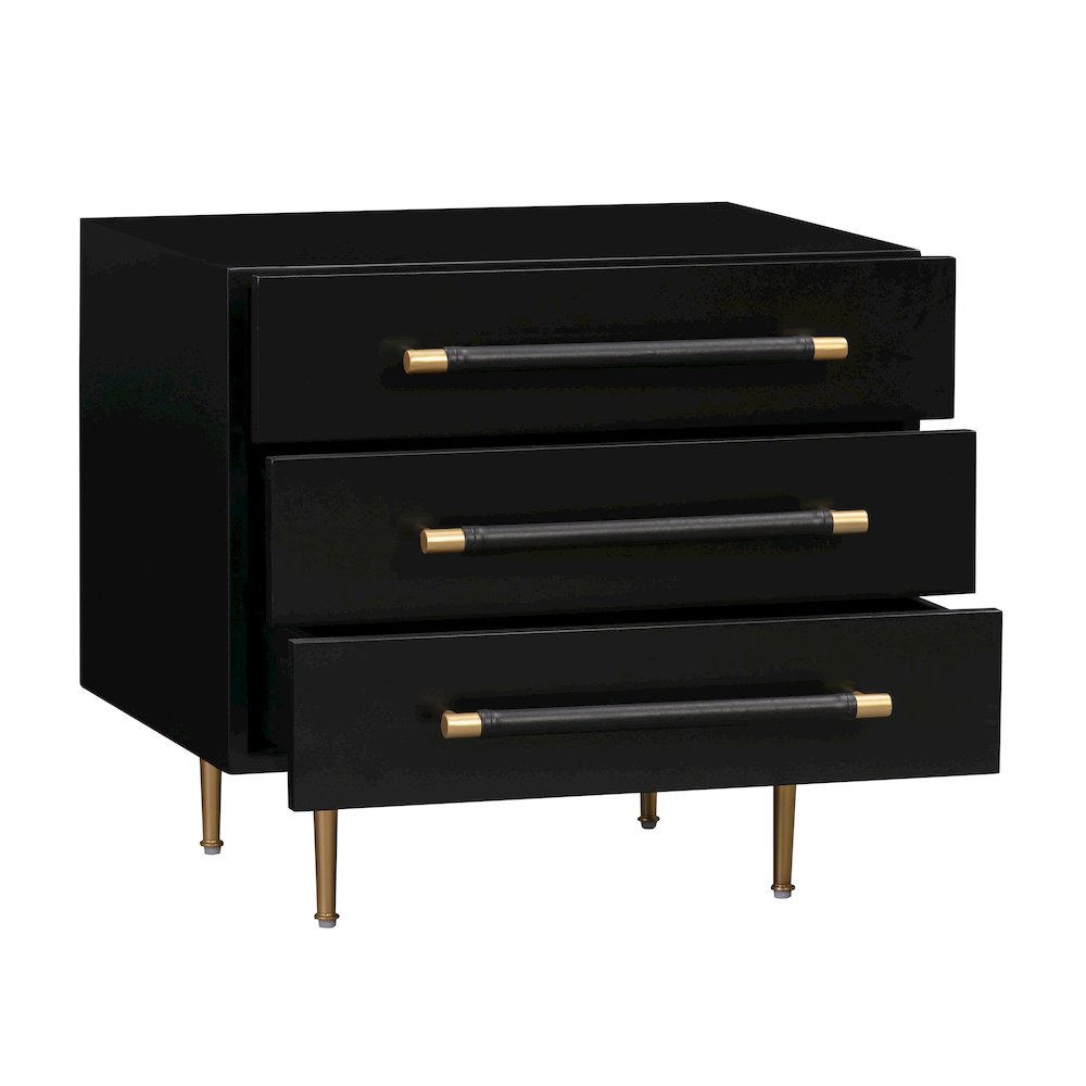 TOV Furniture Modern Nightstand with 3 Drawers, Black