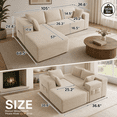thumbnail image 6 of Lofka 105" Sectional Sofa, Cloud Boneless Couch for Living Room, L-Shape Soft Modular Couch for Bedroom, No Assembly Required, Beige White, 6 of 8
