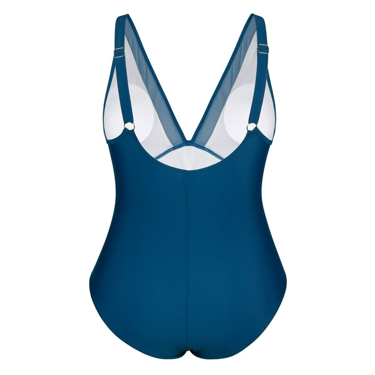 Women Plus Size One Piece Swimsuit V Neck Mesh Sheer Tummy Control Bathing Suit with Adjustable Wide Straps - Walmart.com Women Plus Size One Piece Swimsuit V Neck Mesh Sheer Tummy Control Bathing Suit with Adjustable Wide Straps - Walmart.com