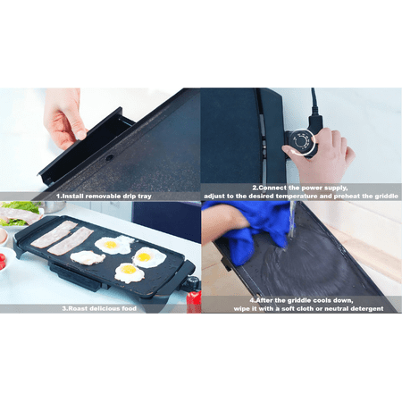 Mainstays 20” Electric Griddle - Non-Stick, Temperature Control,1500 W,Ceramic Coating NEEDS CLEANING/ MAY HAVE MISSING ACCESSORIES