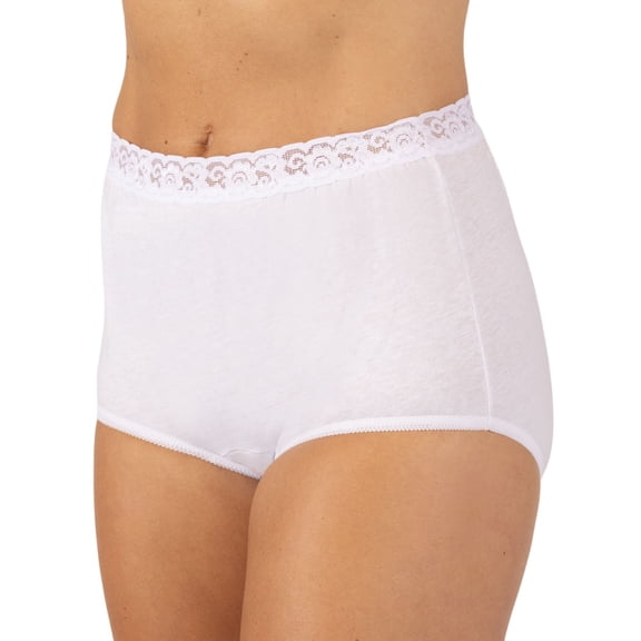 Dixie Belle Cotton Women's Modern Brief Panty with Lace Waistband sz 5-15, 3-Pack