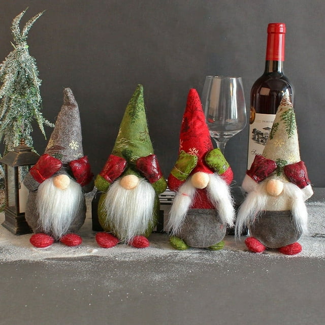 Fiudx Muñeco Navideño Sin Rostro, Adorable Enano con Ojos Tapados, Suave Felpa, Decoración Festiva de Mesa, Ideal para El Hogar, Sala de Estar, 20 Cm
