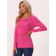 thumbnail image 2 of Top Acanalado Con Botones Y Mangas Largas Con Cuello Vuelto Para Mujer Rosa Fucsia XS, 2 of 5