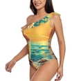 thumbnail image 3 of Picia Island Beach Guinea Pig Pattern Women's One Piece Swimsuits,One Shoulder Swimwear Asymmetric ,Ruffle Monokinis Bathing Suits,High Waisted Flattering Bathing Suits-Small, 3 of 8