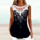 thumbnail image 2 of Playeras,Blusas y Tops,Ropa para Mujer Workout Tank Tops Mujer Túnica para mujer, camiseta holgada, cómoda, informal, fluida, sin mangas, cuello redondo, blusa de encaje (Black, L), 2 of 3