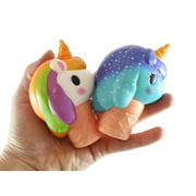 Set of 2 Unicorn Ice Cream Cone Girly Magical Theme Squishy Slow Rise Foam - Scented Sensory, Stress, Fidget Toy (Random Colors)