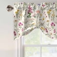 thumbnail image 5 of Wildflowers Tie Up Window Valance Vintage Floral Linen Texture Tie-up Valance for Kitchen Windows Adjustable Small Curtain Balloon Shades for Kitchen Bathroom Cafe 42x18inch, 5 of 9