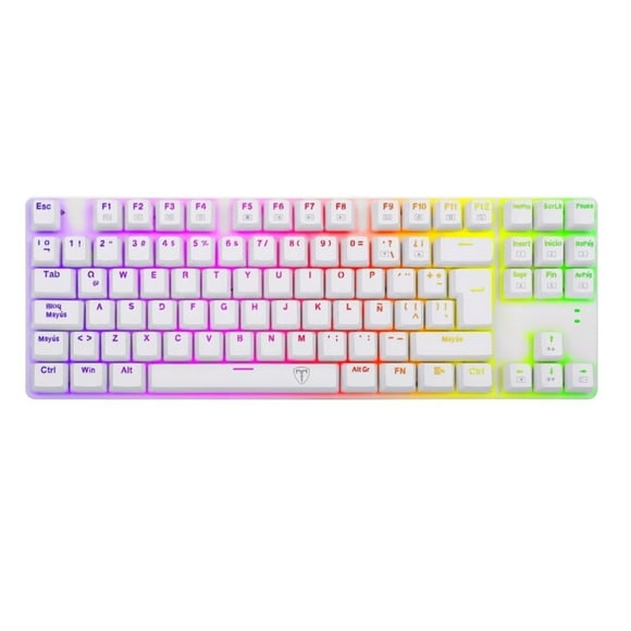 Teclado Mecánico Gamer Blanco Switch Rojo Retro Iluminado RGB Bora