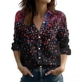 thumbnail image 2 of Ounisa American Flag Shirts Women 250th Anniversary USA Long Sleeve Button Down Blouse Stars & Stripes Print Patriotic Tops, 2 of 5